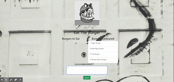 A GIF of a burger logging application